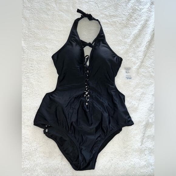 Ashley Graham sexy open back lace up swimsuit - size 16 - G16 - Picture 3 of 7